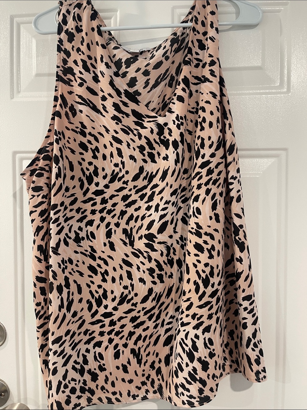 Nine West Blush Pink and Black Animal Print Cowl Neck Camisole